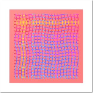 Wavy Plaid Rainbow on Pink Posters and Art